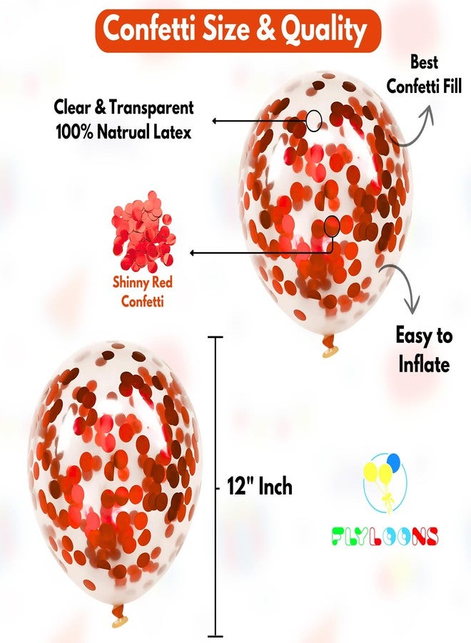 Flyloons طقم زينة فلاي لونز للاحتفال بالذكرى السنوية باللونين الأحمر والذهبي للرجال والنساء والزوج والزوجة، يتضمن 10 بالونات مليئة بالقصاصات الورقية، لافتة للذكرى السنوية، و4 قطع من مجموعة النجوم والقلوب. - Image 2